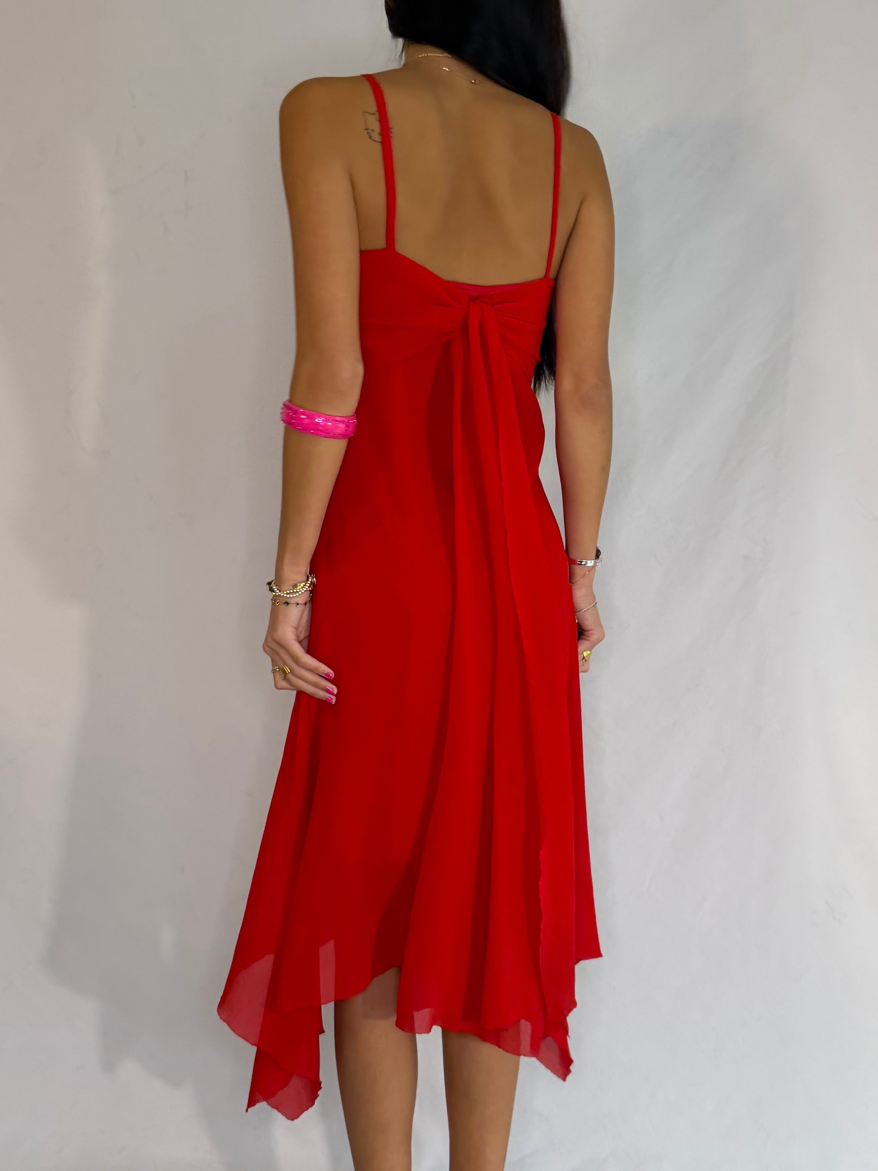 Vintage red fairy midi dress