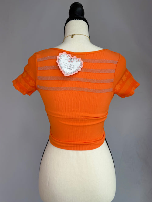 vintage orange gemstone crop top .𖥔 ݁ ˖
