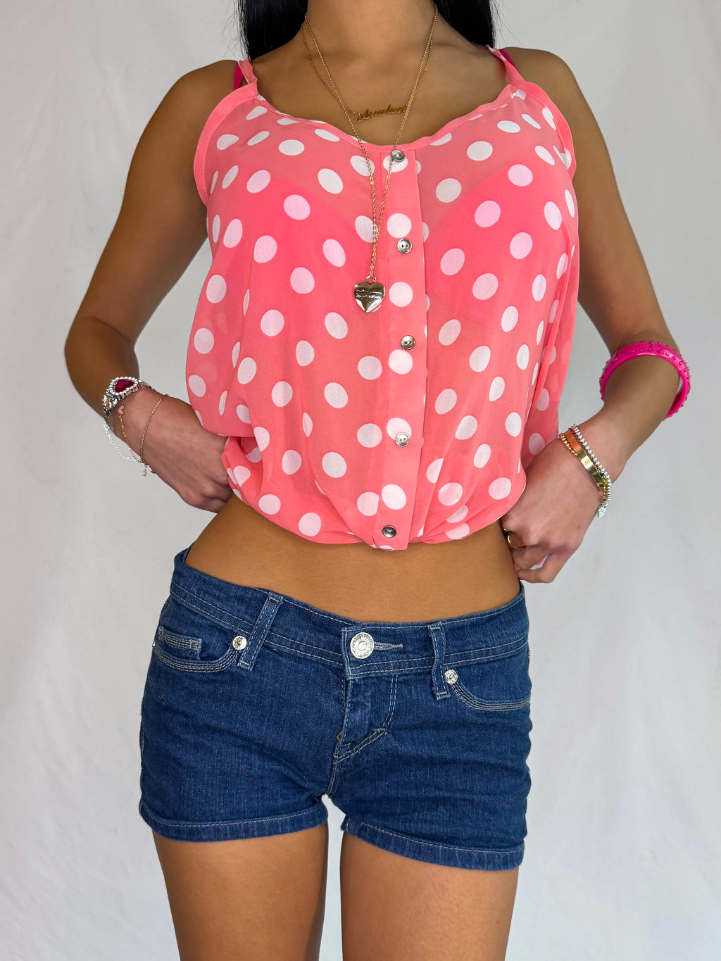 Vintage deep blue low rise denim shorts