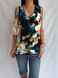 Vintage floral cowl neck top