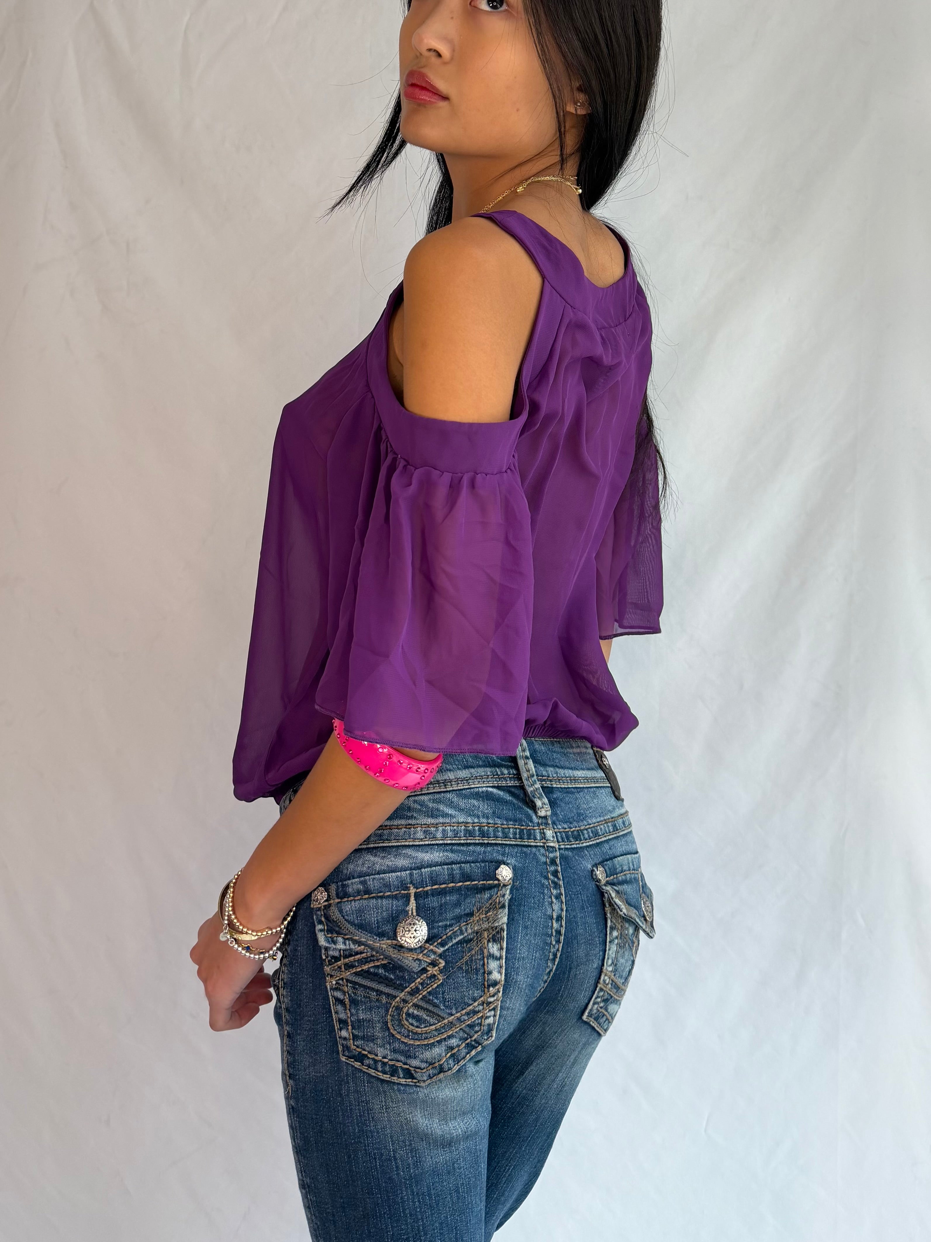Vintage purple off the shoulder top