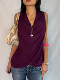 Vintage plum cowl neck top