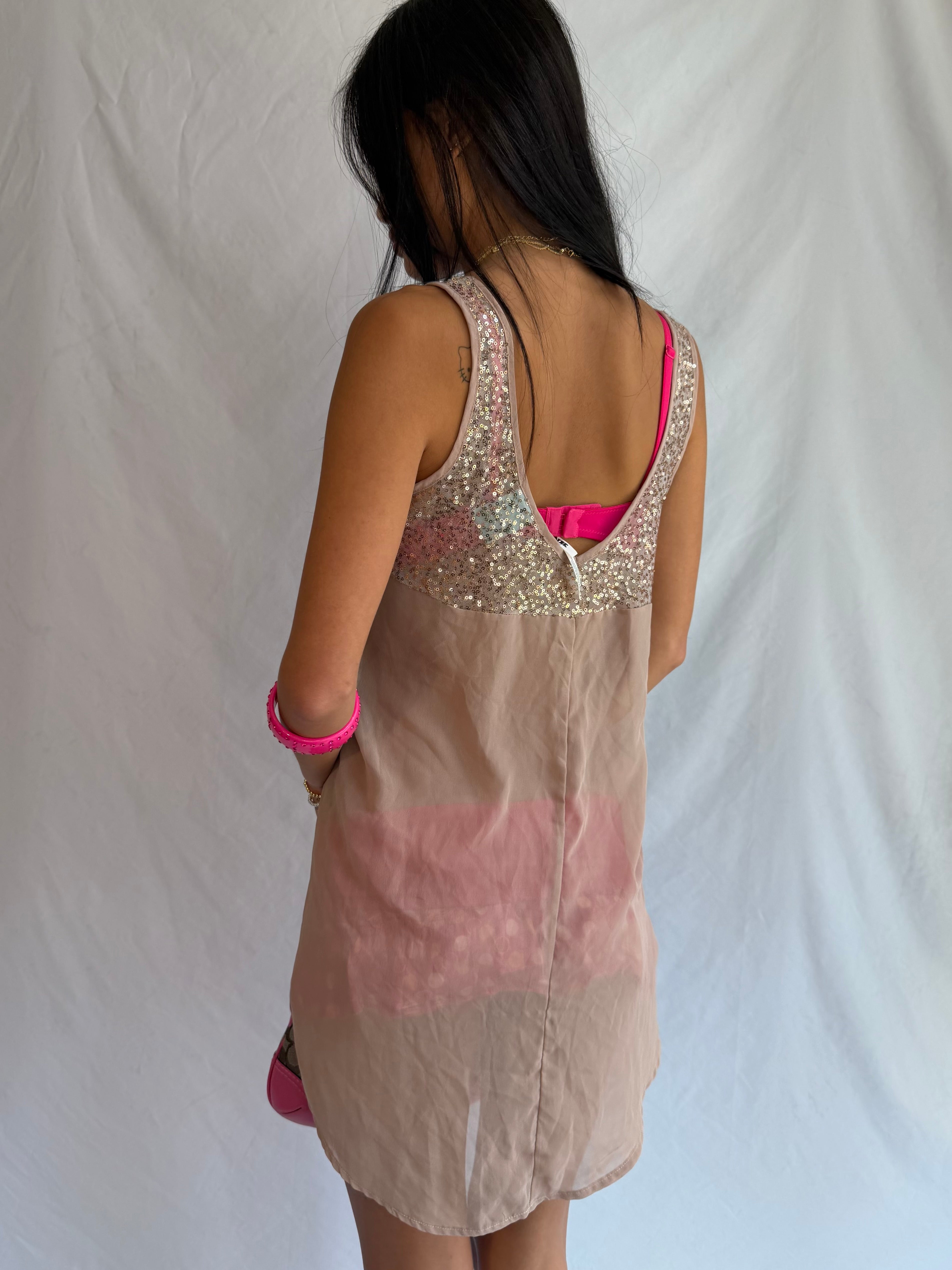 Vintage sequin high-low tank top