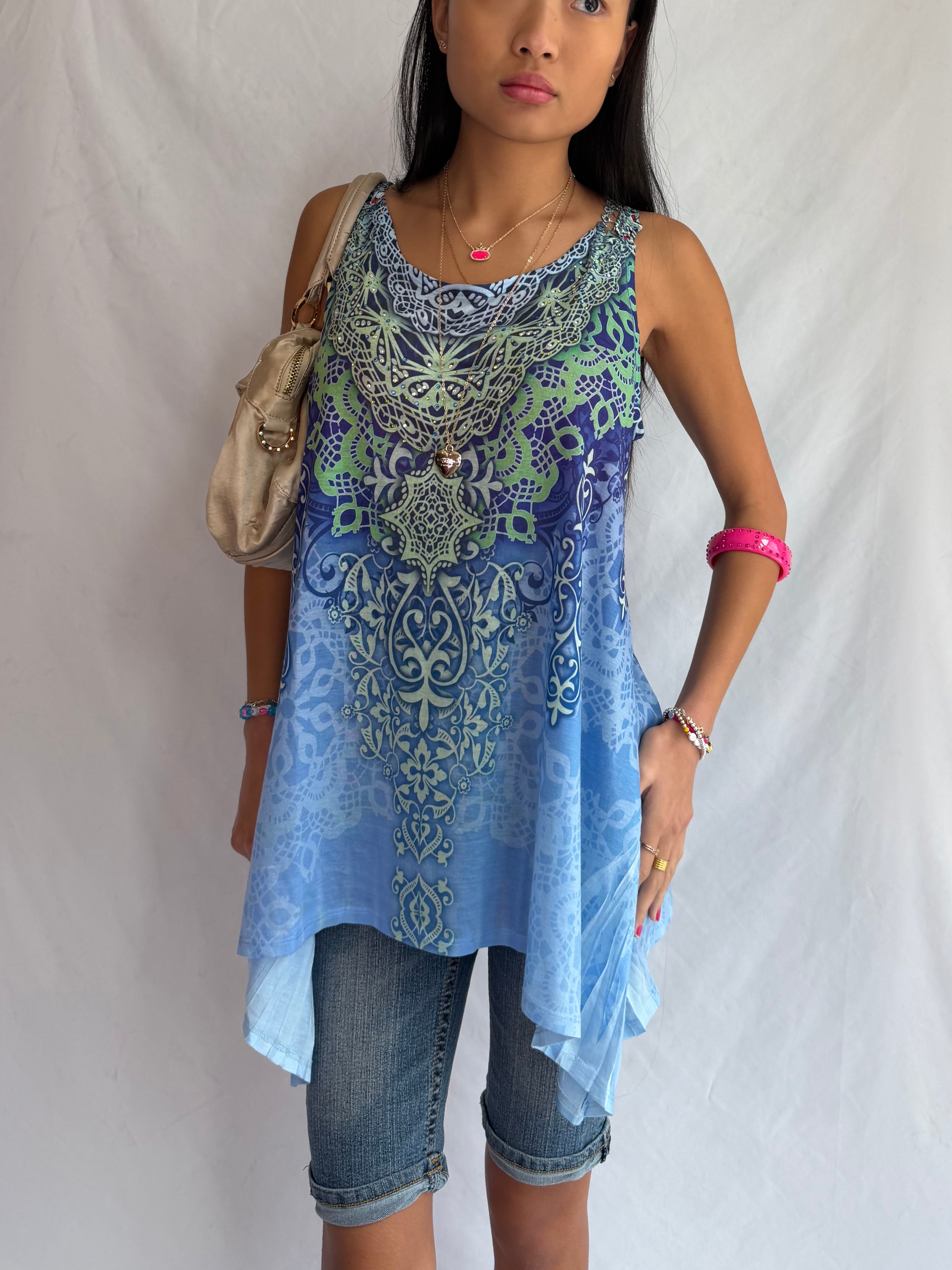 Vintage high low mini dress top