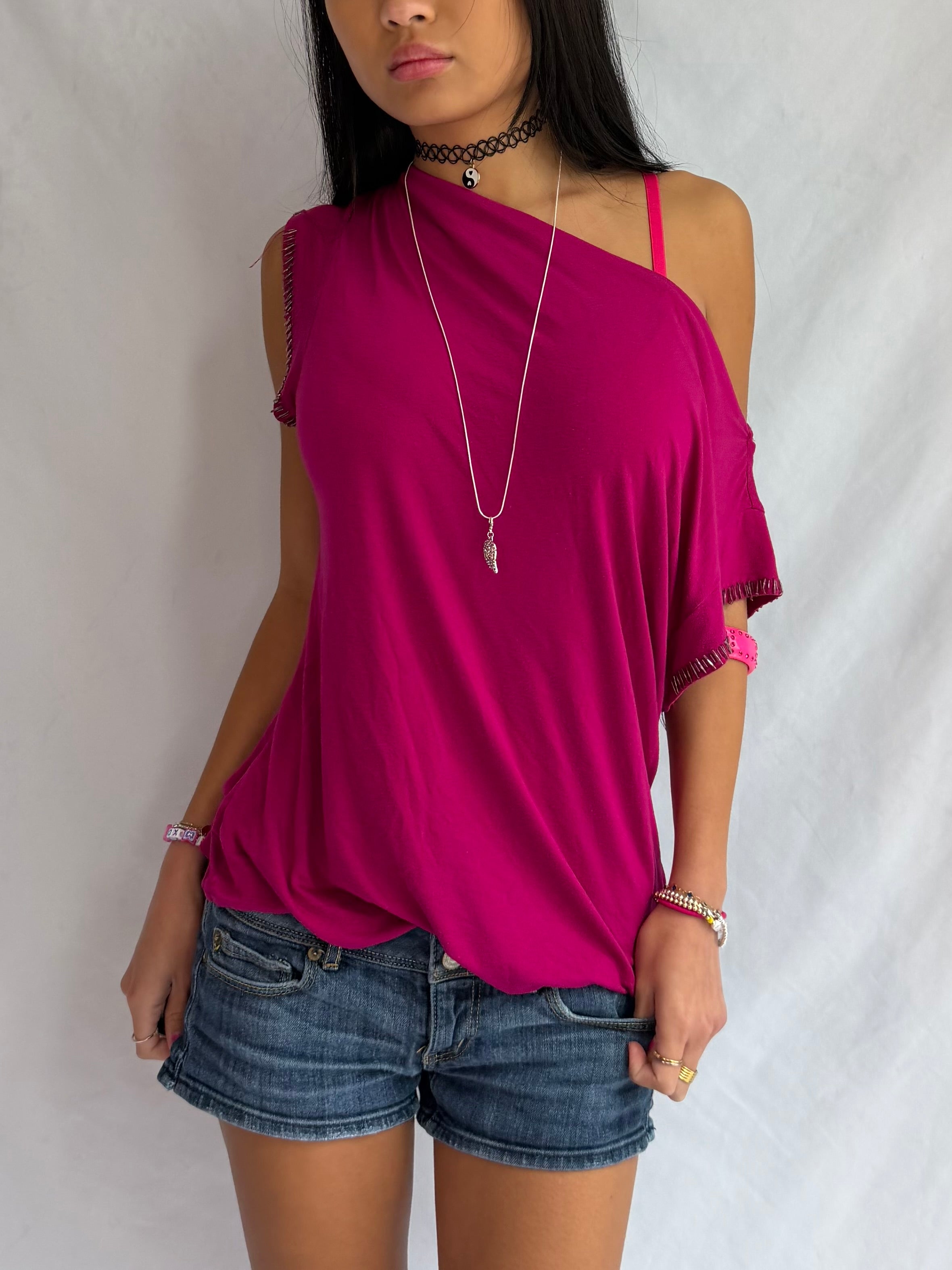 Vintage fuchsia off the shoulder top