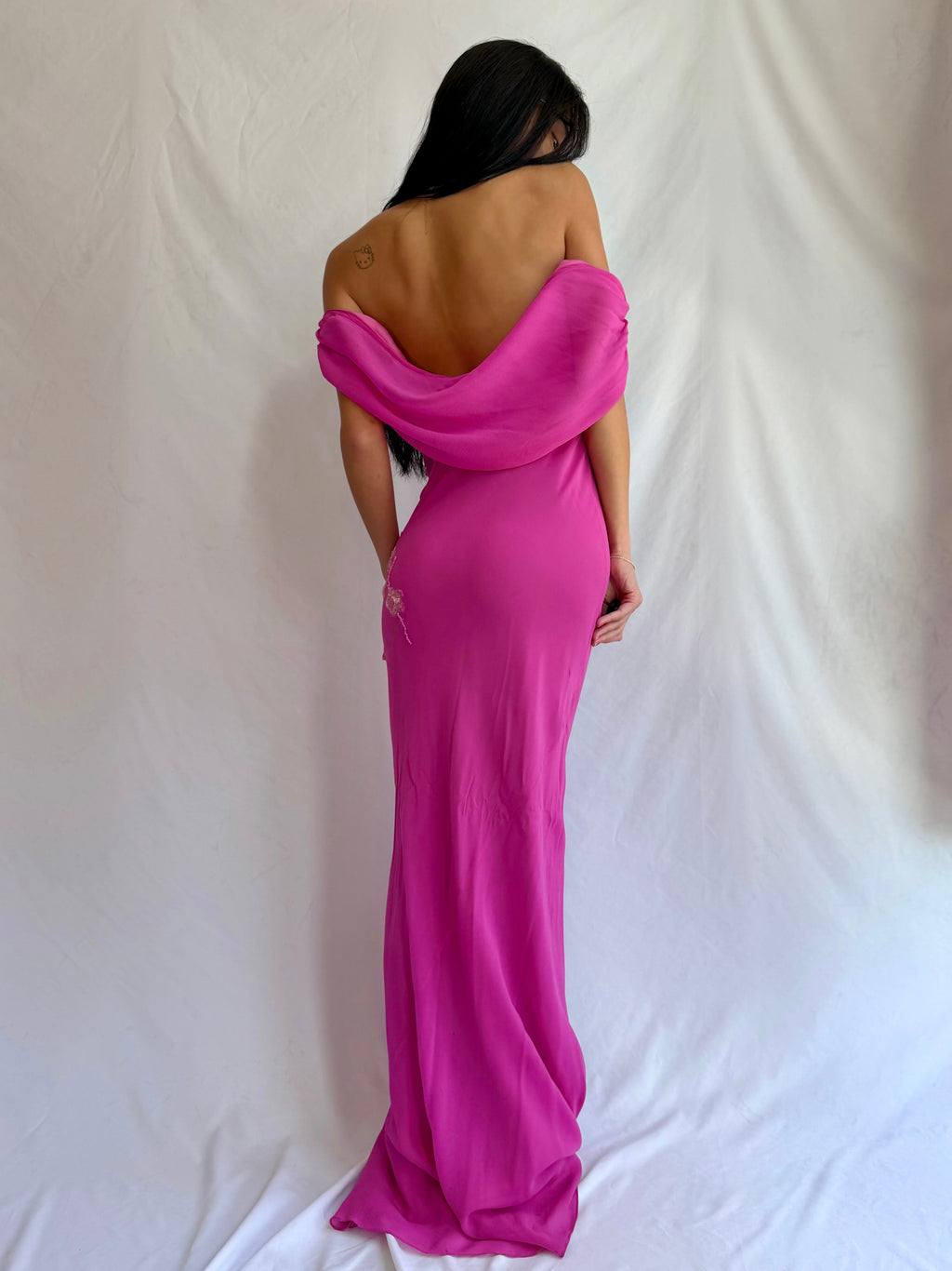 Vintage pink beaded maxi dress