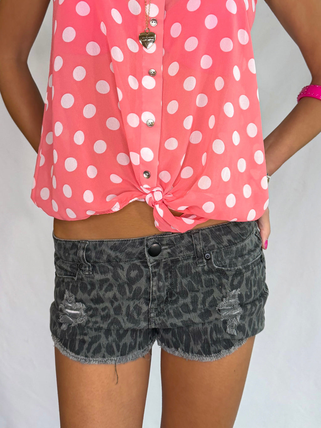 2016 leopard low rise denim shorts