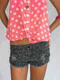 2016 leopard low rise denim shorts