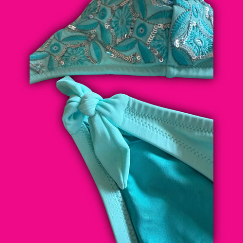 Vintage Victoria Secret teal sequin bikini
