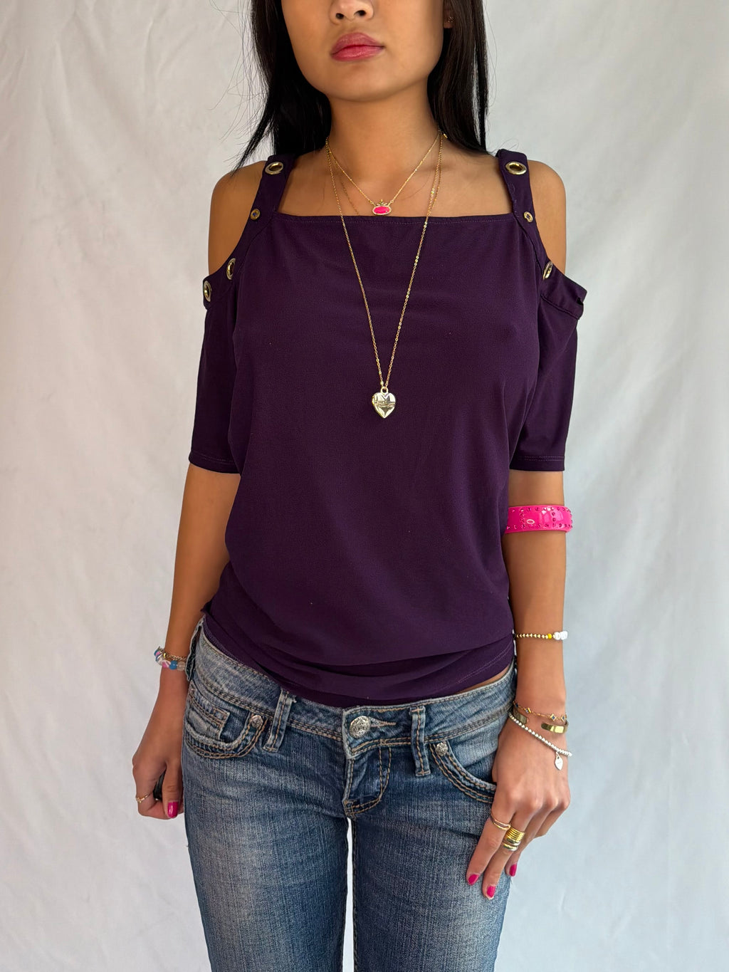 Vintage plum off the shoulder top
