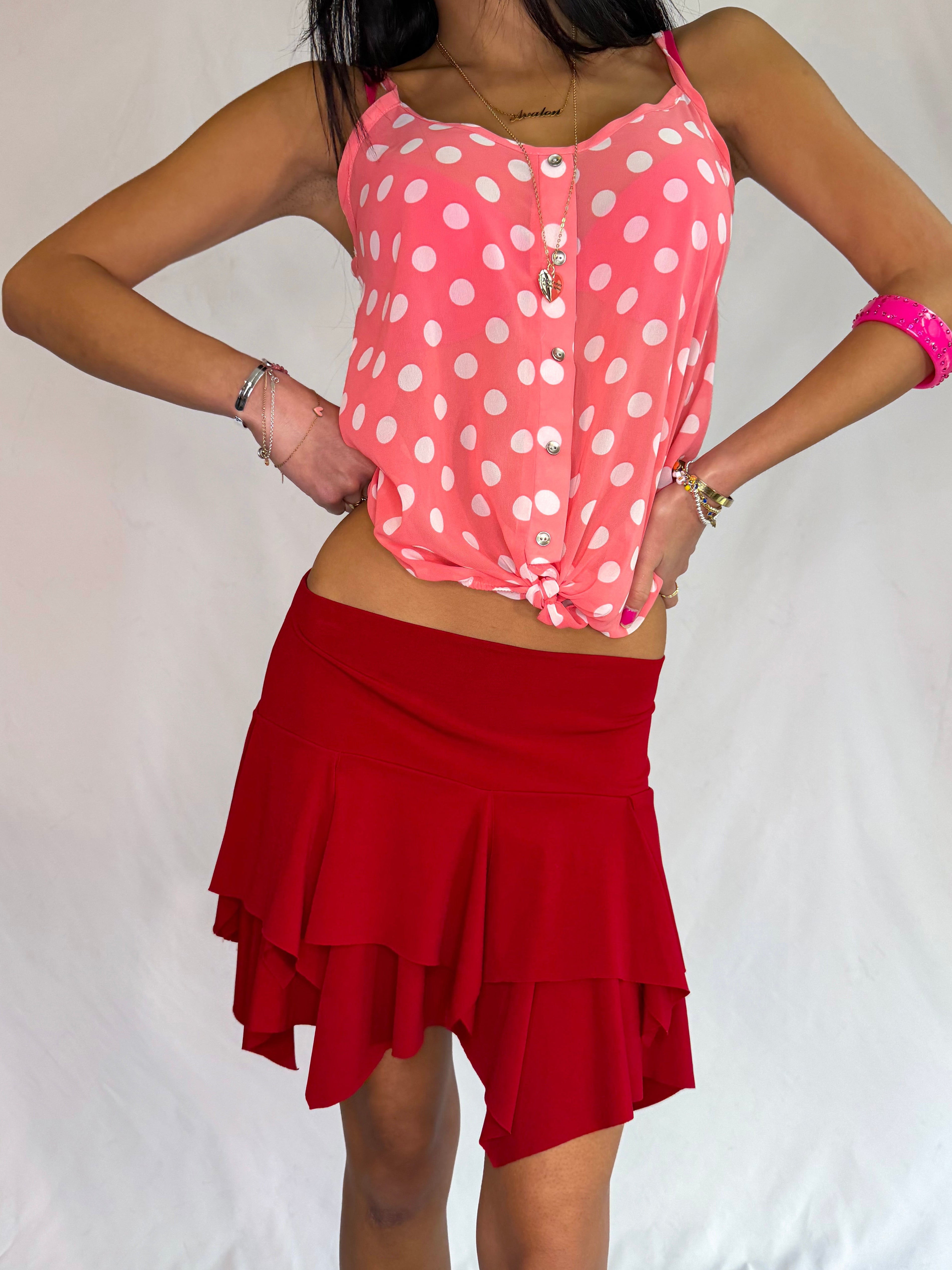 Vintage red asymmetrical skirt