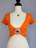 vintage orange gemstone crop top .𖥔 ݁ ˖