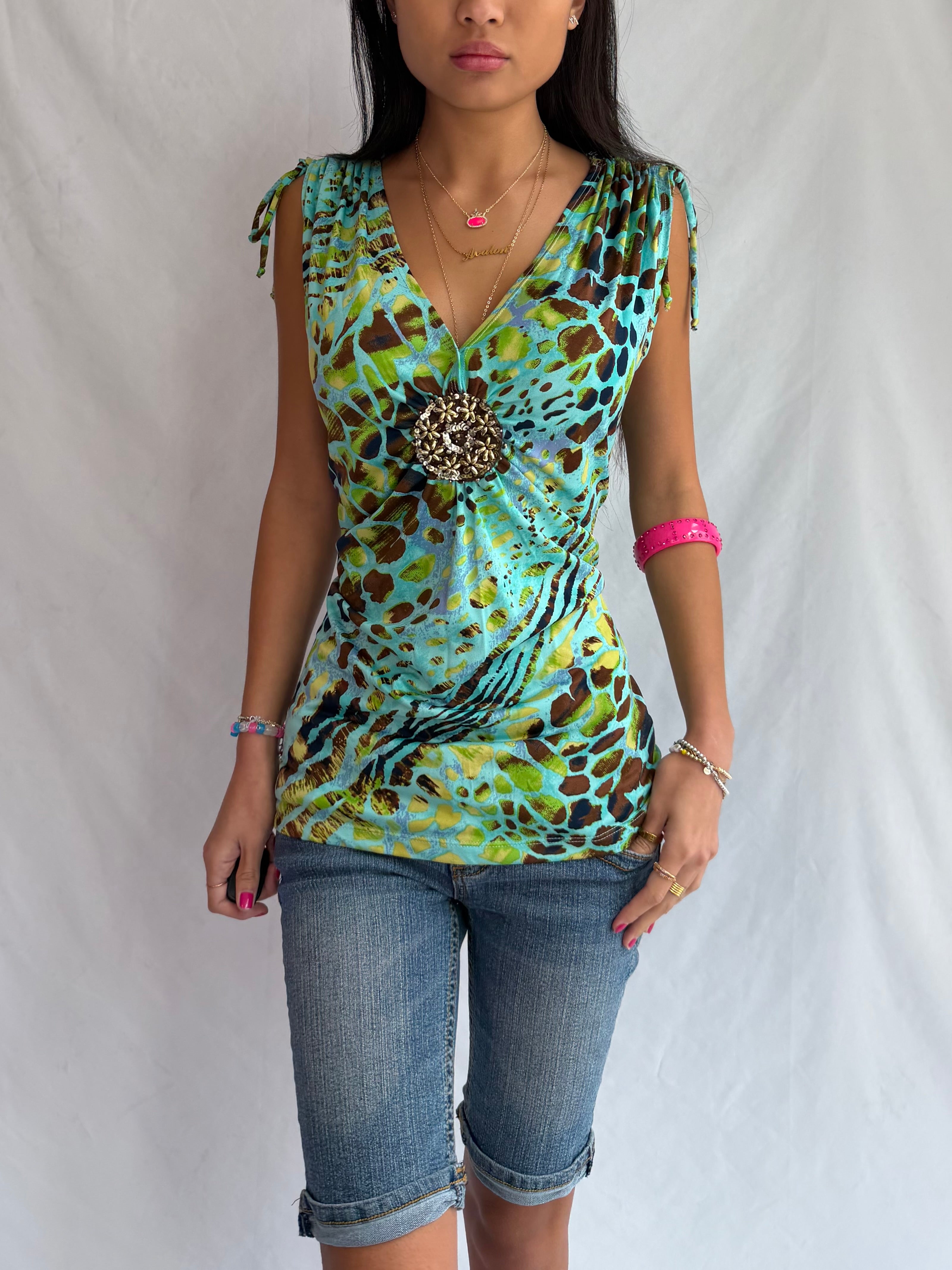 Vintage teal halter top