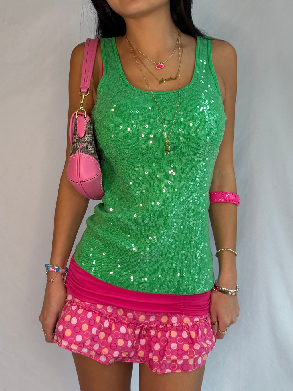 Vintage green sequin tank top