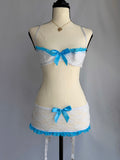 vintage blue lingerie skirt set ♡