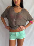 Vintage metallic off the shoulder top