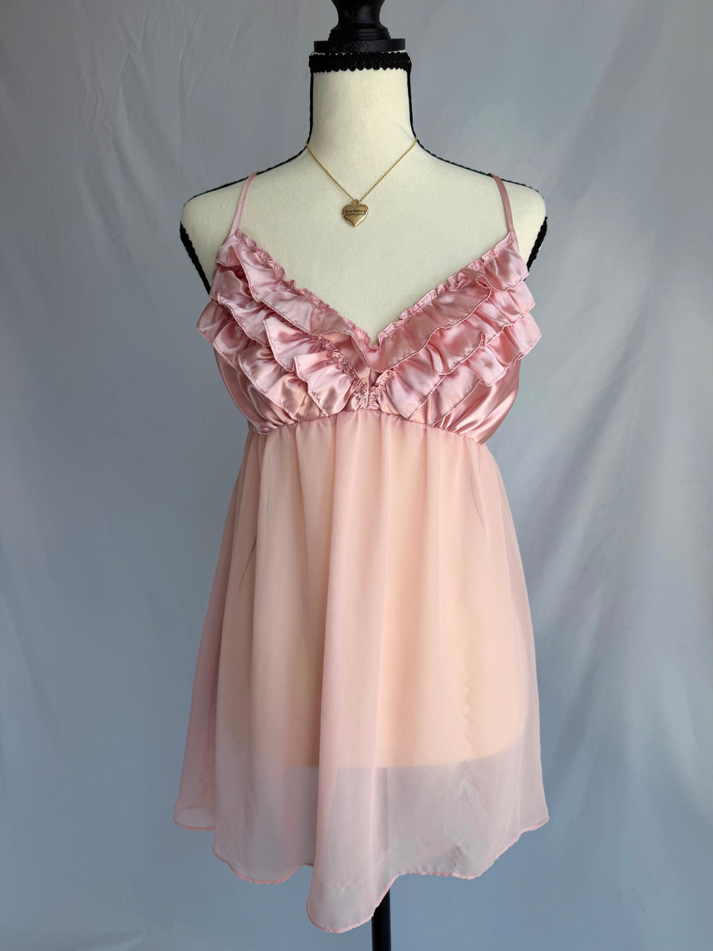 vintage pink ruffle babydoll top ˖ ݁♬⋆.˚𝄞