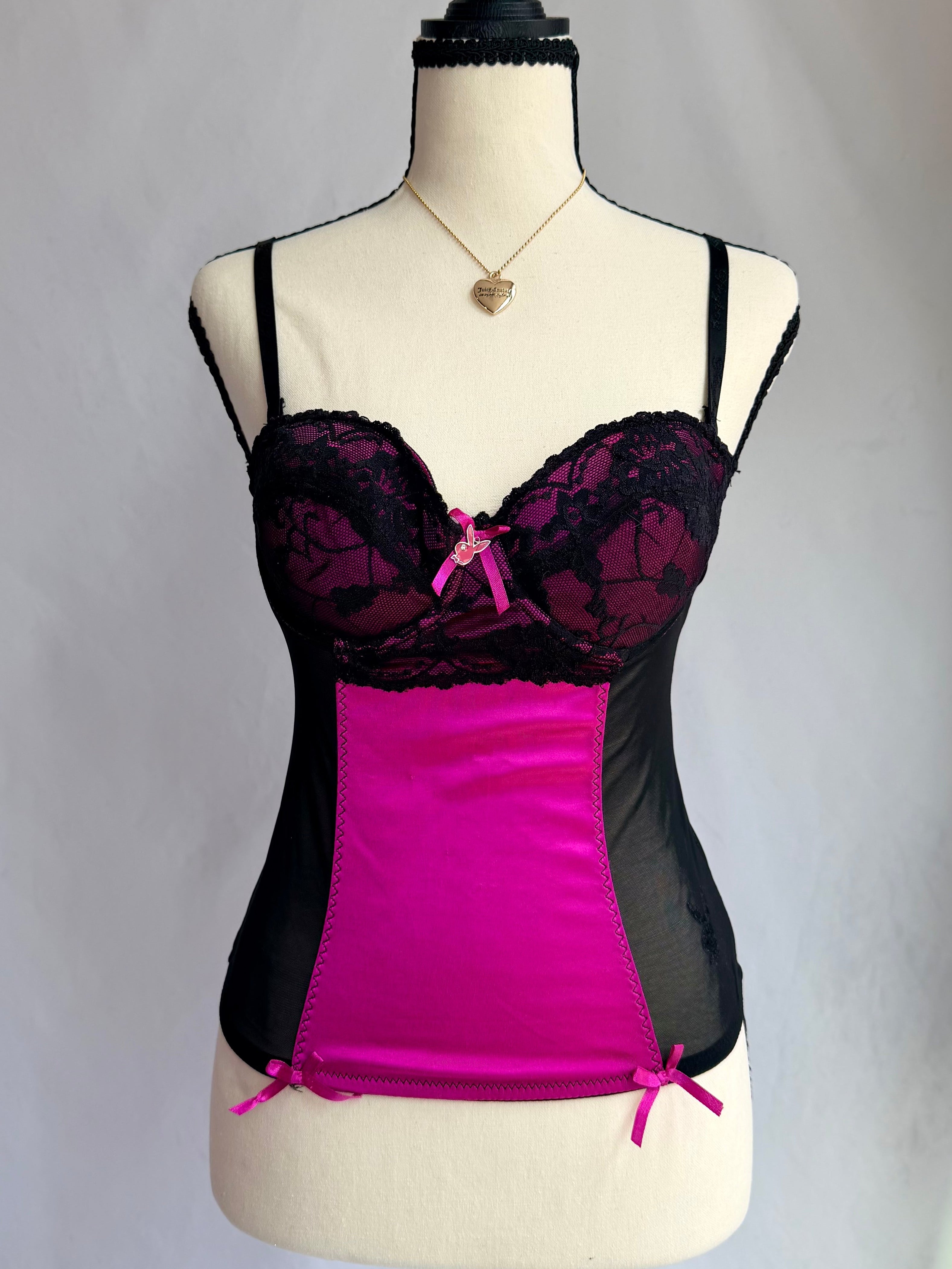 vintage hot pink Playboy corset .𖥔 ݁ ˖