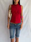 Vintage red high neck halter top