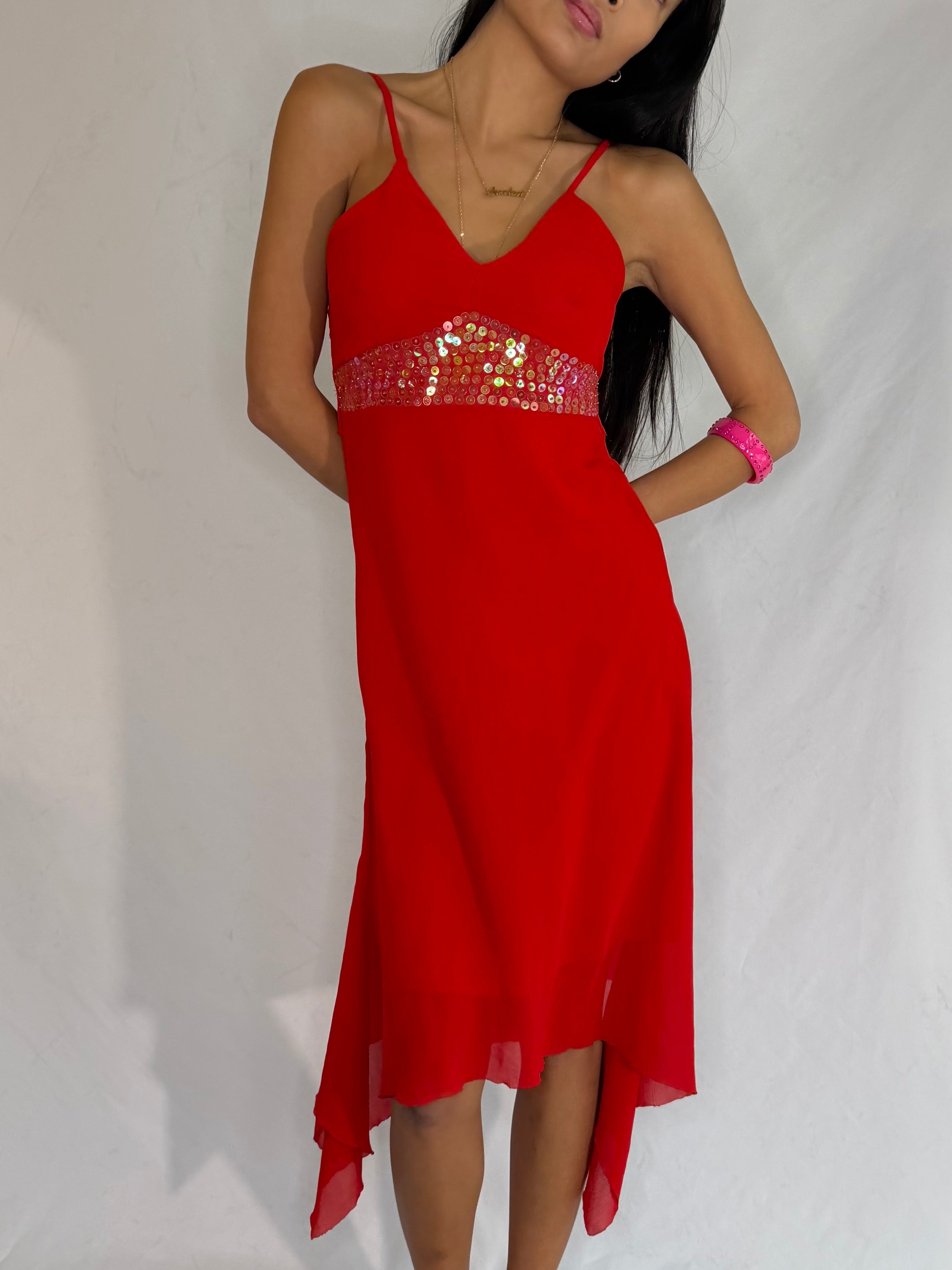 Vintage red fairy midi dress