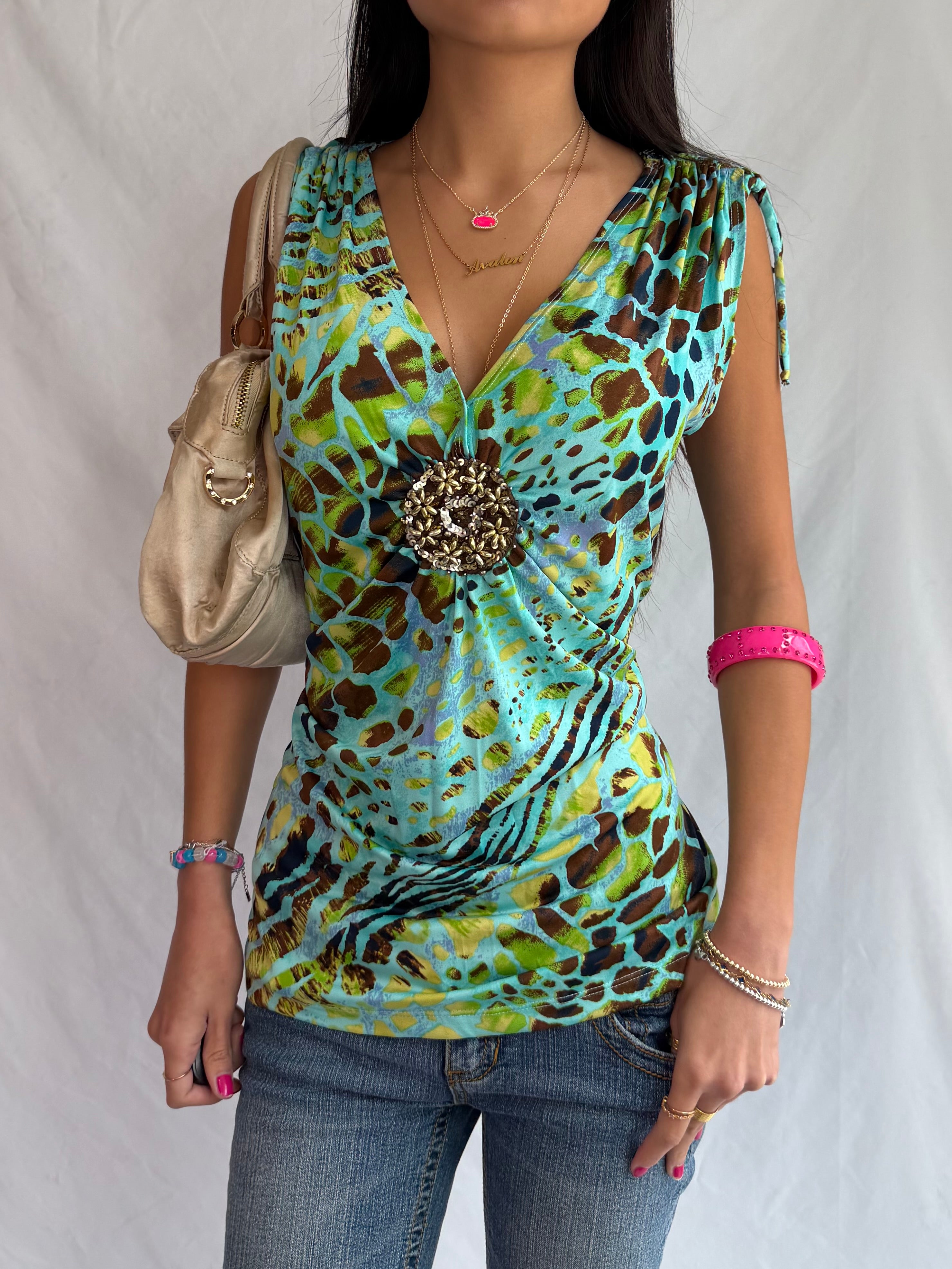 Vintage teal halter top