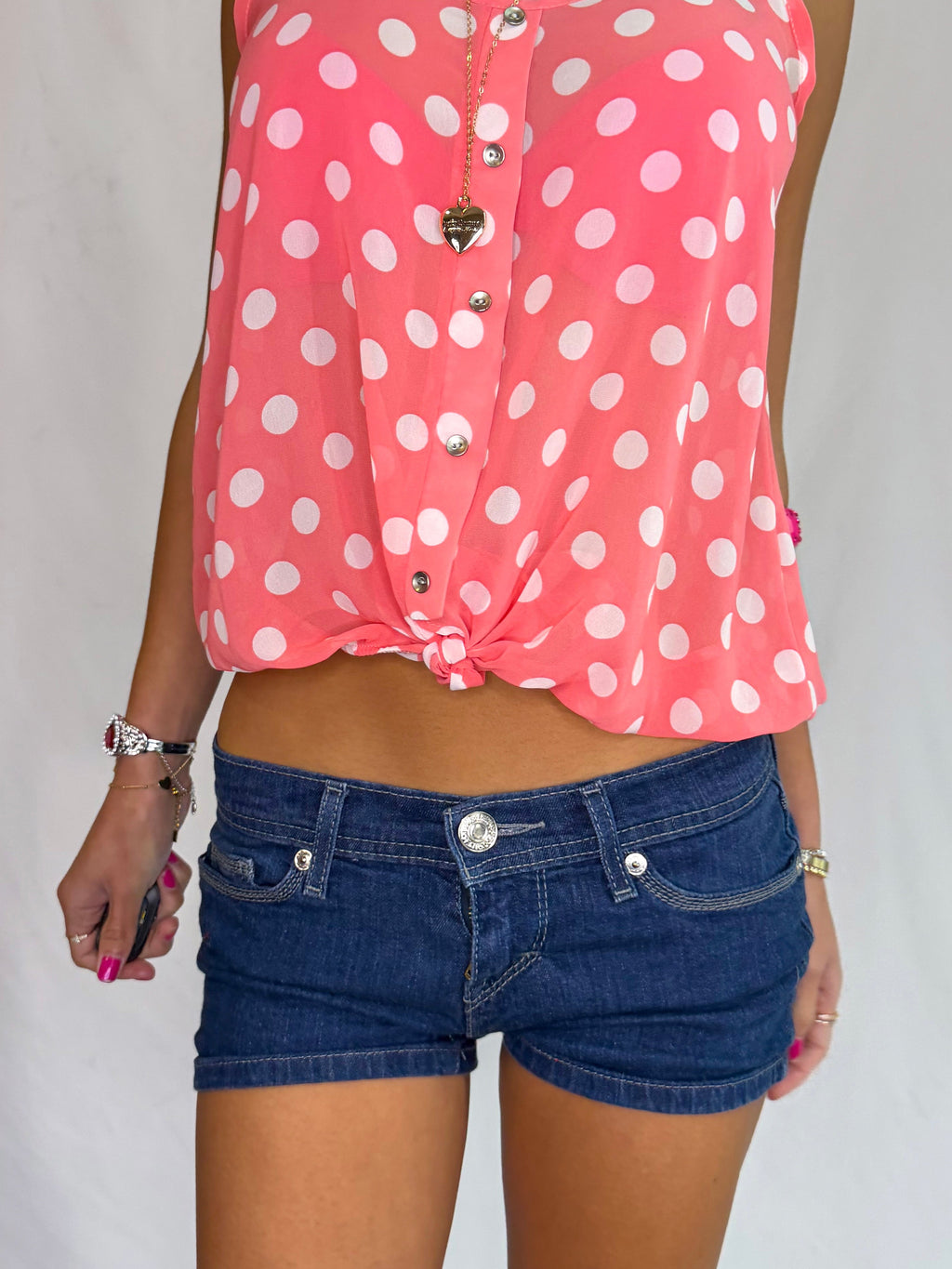 Vintage deep blue low rise denim shorts