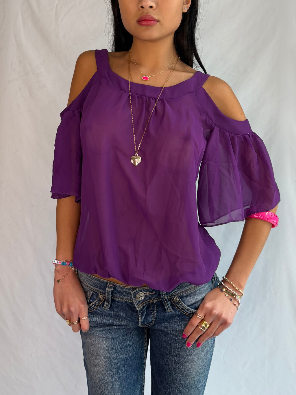 Vintage purple off the shoulder top