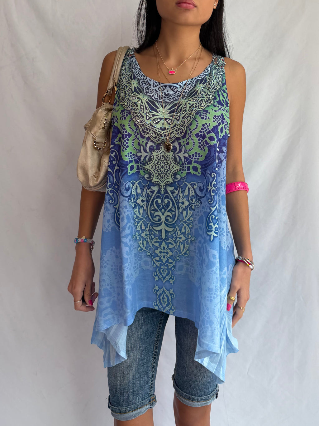 Vintage high low mini dress top