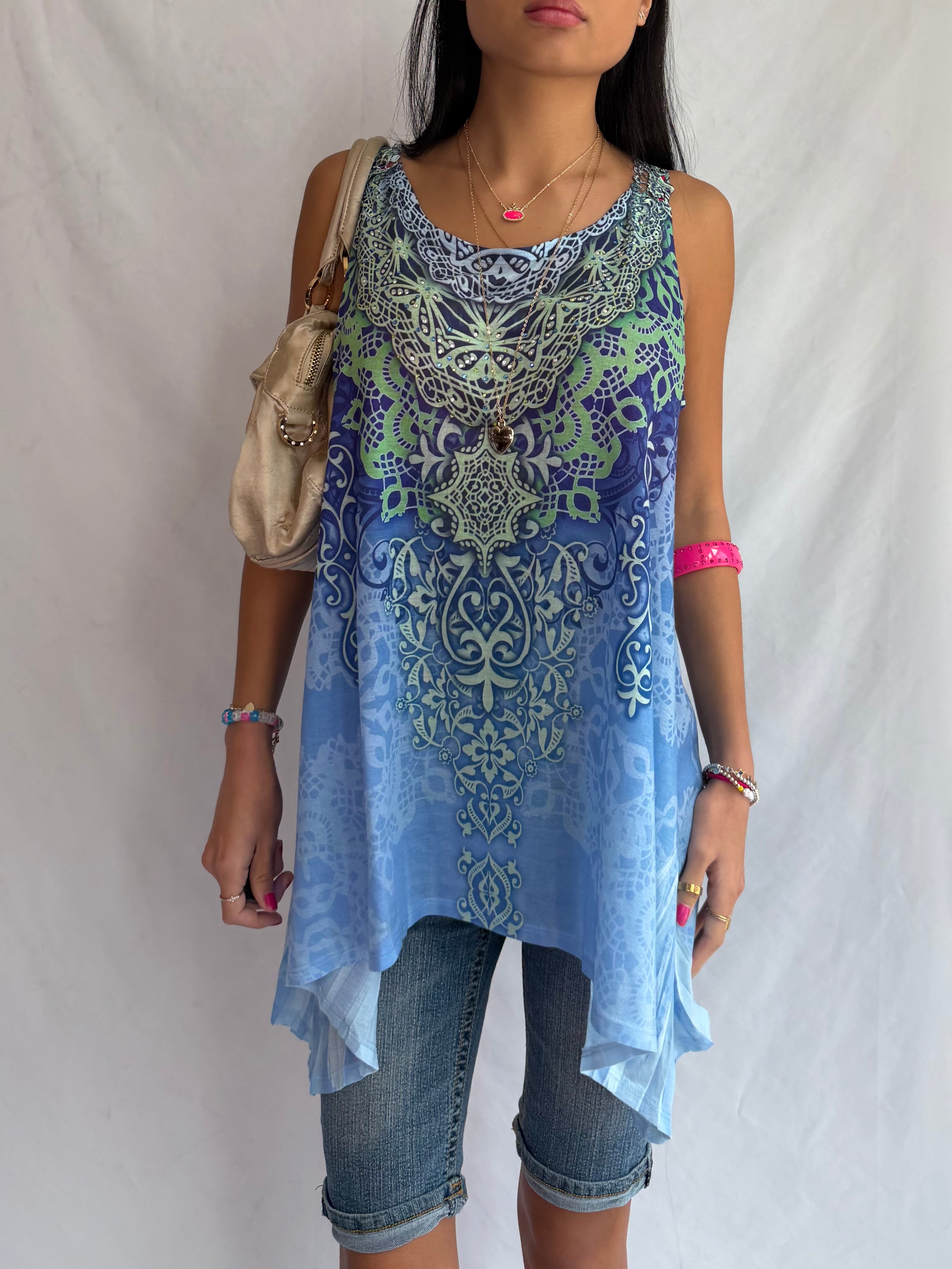 Vintage high low mini dress top