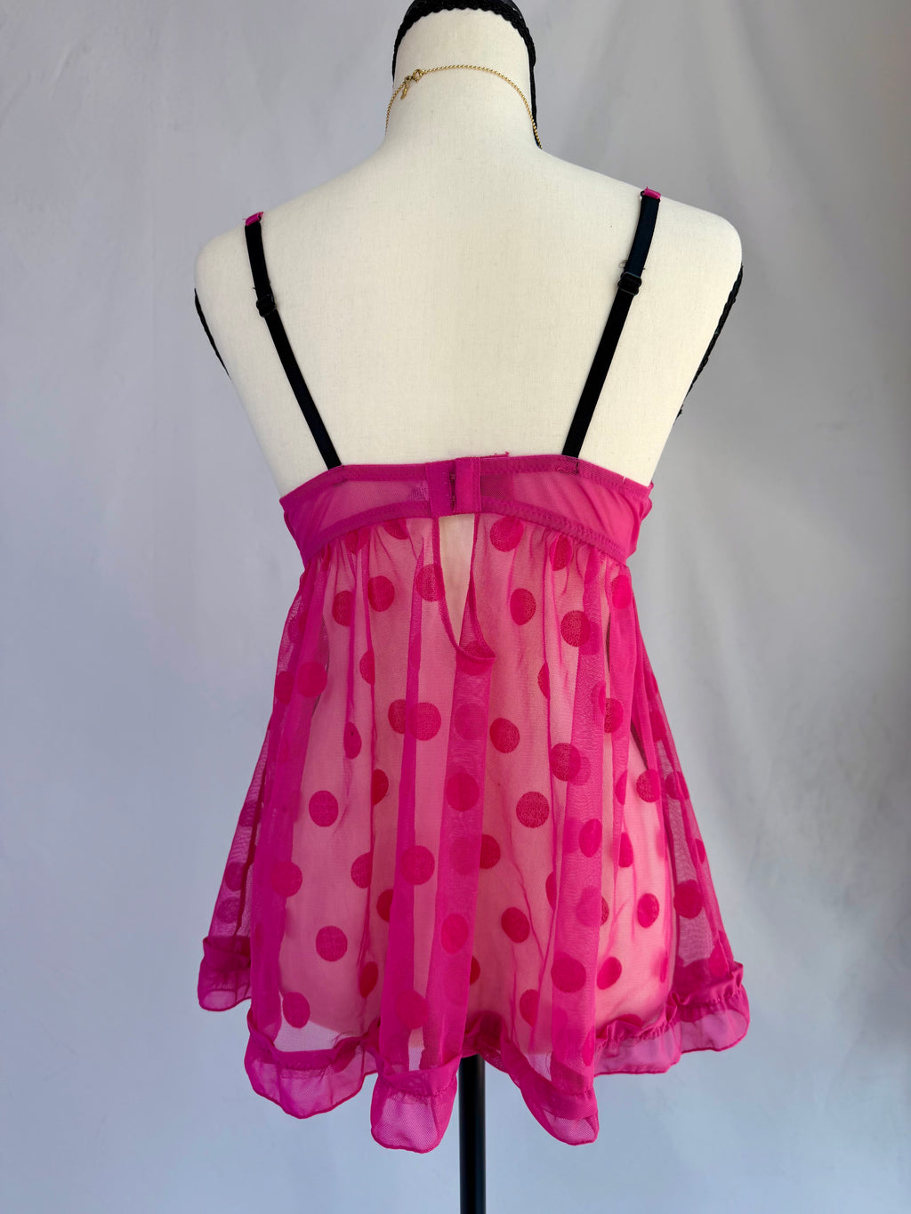 vintage pink polka dot sequin babydoll top⋆.𐙚 ̊