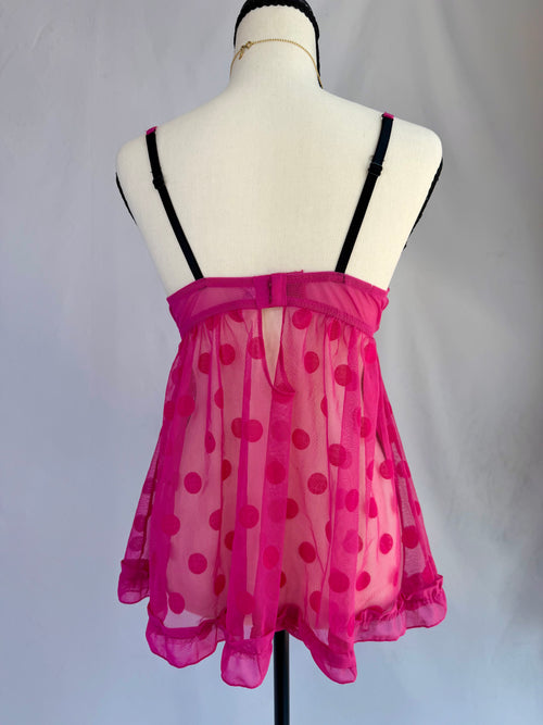 vintage pink polka dot sequin babydoll top⋆.𐙚 ̊
