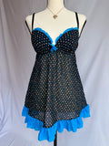 vintage blue polka dot babydoll dress₊˚⊹♡