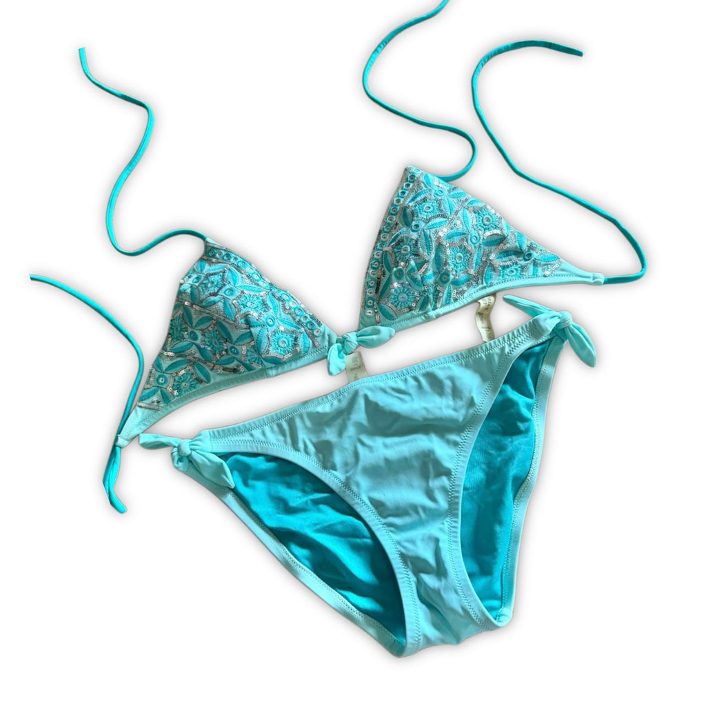 Vintage Victoria Secret teal sequin bikini
