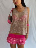 Vintage sequin high-low tank top
